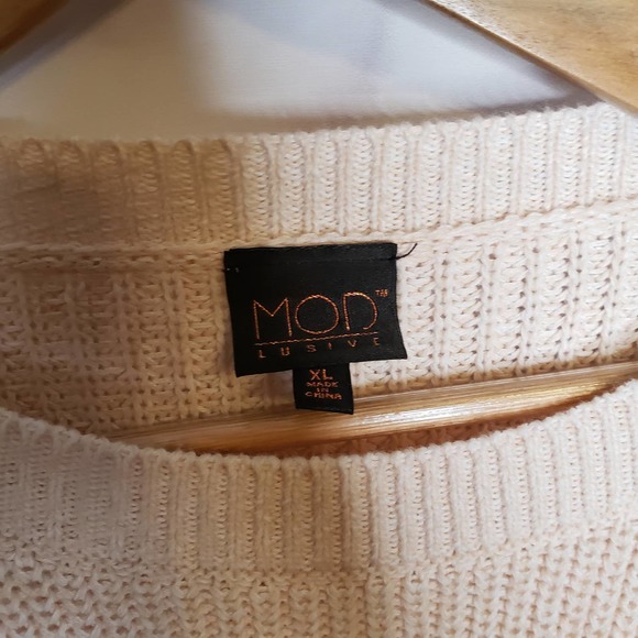 MOD Lusive off white chunky knit balloon sleeves pullover sweater XL - Picture 3 of 7